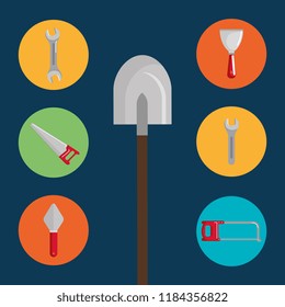 shovel with under construction equipment