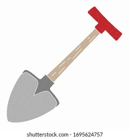 shovel vector design. digital hand drawn style. grain texture