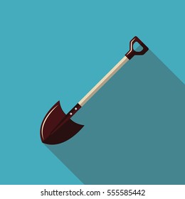 shovel vector flat icon. Simple illustration of gardening elements, editable icons, can be used in logo, UI and web design