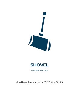 SchaufelVektorsymbol. Schaufel, Konstruktion, befüllte Symbole aus dem flachen Winterkonzept. Einzeln schwarzes Symbol, Vektorgrafik-Symbol-Element für Webdesign und mobile Apps