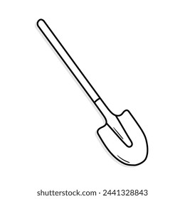 Shovel vector icon in doodle style. Symbol in simple design. Cartoon object hand drawn isolated on white background.