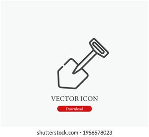 Shovel vector icon.  Editable stroke. Symbol in Line Art Style for Design, Presentation, Website or Apps Elements, Logo. Pixel vector graphics - Vector
