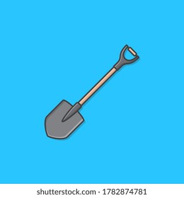 Shovel Vector Icon Illustration. Equipment For Outdoor Activities, Digging, Agriculture, Gardening, And Construction