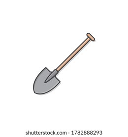 Shovel Vector Icon Illustration. Equipment For Outdoor Activities, Digging, Agriculture, Gardening, And Construction