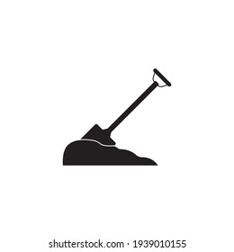 Shovel vector icon illustration logo template.