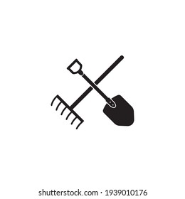 Shovel vector icon illustration logo template.