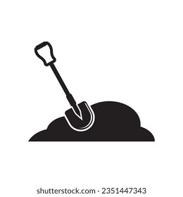 Shovel vector icon illustration logo template.