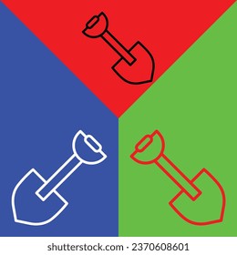 Shovel Vector Icon, Lineal style icon, from Agriculture icons collection, isolated on Red, Blue and Green Background.