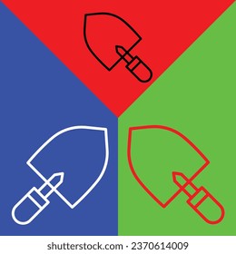 Shovel Vector Icon, Lineal style icon, from Agriculture icons collection, isolated on Red, Blue and Green Background.