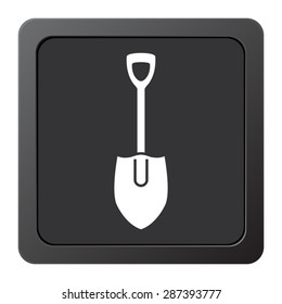 shovel - vector icon on a grey button