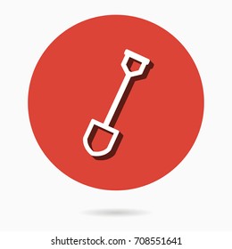 Shovel vector icon with shadow. Illustration isolated for graphic and web design.
