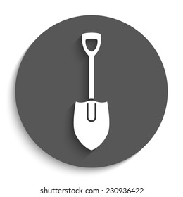 shovel  - vector icon with shadow on a round grey button