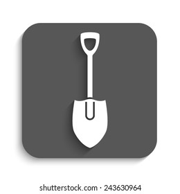 shovel - vector icon with shadow on a grey button