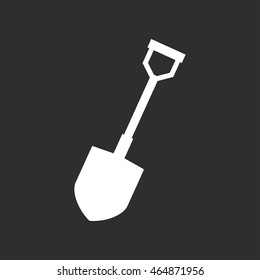 Shovel vector icon. White illustration isolated on black background for graphic and web design.