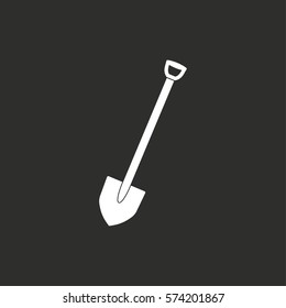 Shovel vector icon. White illustration isolated on black background for graphic and web design.