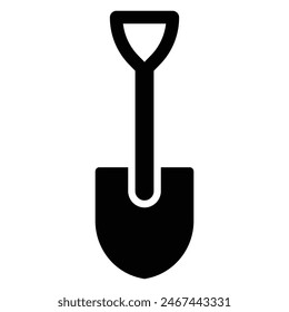 Schaufel-Vektorgrafik-Symbol. Arbeiter-Symbol. Schwarze Silhouette. Garten- und Bauwerkzeug für Arbeiten in der Landwirtschaft.