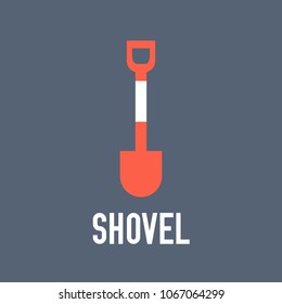shovel vector illustration symbol object. Flat icon style concept design
