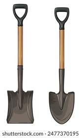 Shovel vector illustration. Two shovels isolated on a white background.