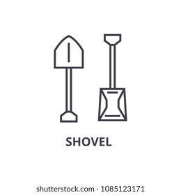shovel vector line icon, sign, illustration on background, editable strokes
