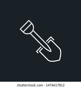 Shovel vector modern linear icon or logo element on dark background