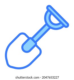 shovel vector  outline icon, blue  line vector design