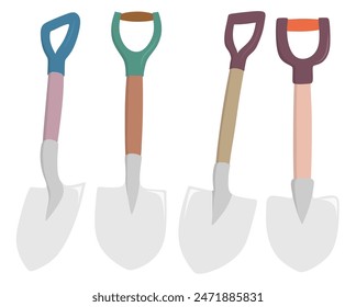 Shovel vector set cute cartoon style.