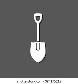 shovel - white vector  icon with shadow