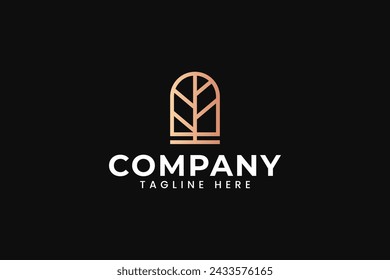 shovel window door and branch tree logo design for landscape and resident company business