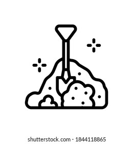 shovel (Winter) icon outline vector. Isolated on white background