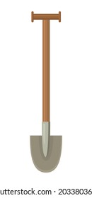 Shovel with wooden handle and metal tool. Vector illustration