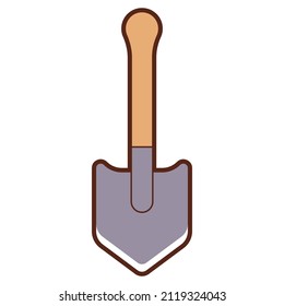 Shovel with wooden handle vector cartoon illustration isolated on a white background.