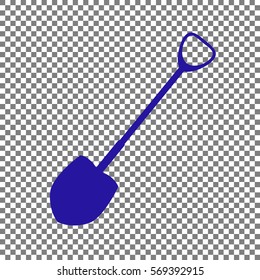 Shovel to work in the garden. Blue icon on transparent background.