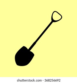 Shovel to work in the garden. Flat style icon vector illustration.