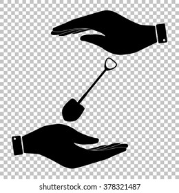 Shovel to work in the garden. Flat style icon vector illustration.