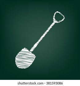Shovel to work in the garden. Flat style icon on transparent background