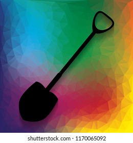 Shovel to work in the garden. Vector. Flat style black icon on white.