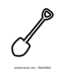 Shovel to work in the garden. Vector. Flat style black icon on white.