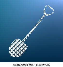 Shovel to work in the garden. Vector. White textured icon at lapis lazuli gradient background.