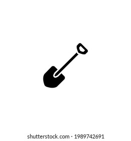 shovel work tool icon in black solid style and glyph style