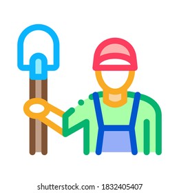shovel worker icon vector. shovel worker sign. color symbol illustration