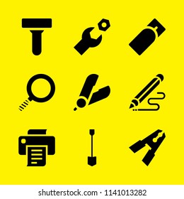 shovel, wrench, zoom and blade icons set. Vector graphic design for web and application