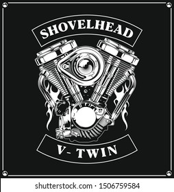 shovelhead vector. v twin machine vector. motorcycle vector. machine vector