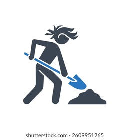 Shoveling Dirt Icon On White Background