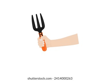 Shoveling soil on a white background.