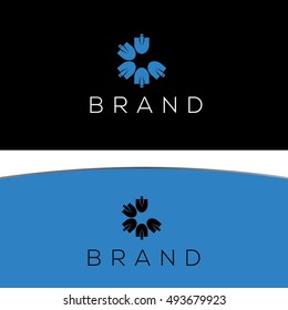 Shovels in a geometric form  vector logo design template