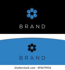 Shovels in a geometric form  vector logo design template