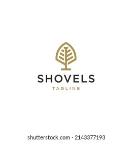 Shovels with style tree logo icon design template flat vector