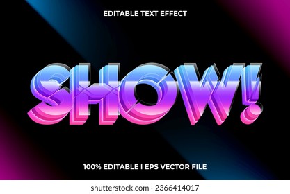 Show 3d text effect with glow theme. typography for products tittle