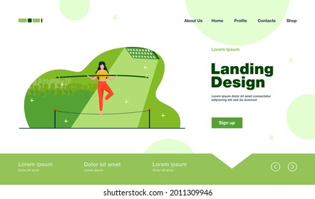 Show actress balancing on rope. Audience, acrobat, yogi flat vector illustration. Danger, risk, challenge concept for banner, website design or landing web page