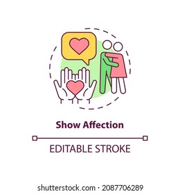 Show affection concept icon. Partner support during pregnancy abstract idea thin line illustration. Giving pregnant woman hugs and kisses. Vector isolated outline color drawing. Editable stroke